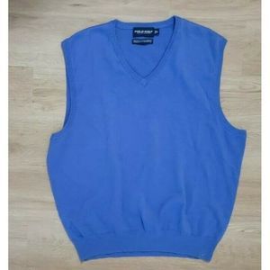 Polo Ralph Lauren Mens Sweater Size Large V-Neck Pima Cotton Striped White